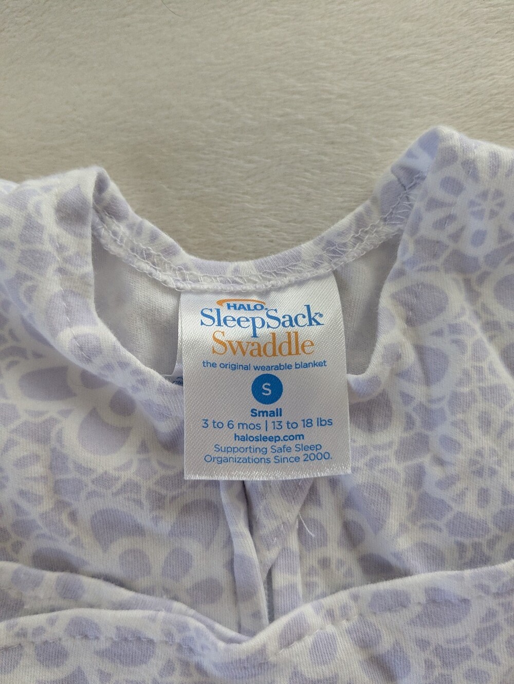 Small Halo SleepSack Swaddle - Light Purple Floral - Picture 7 of 10